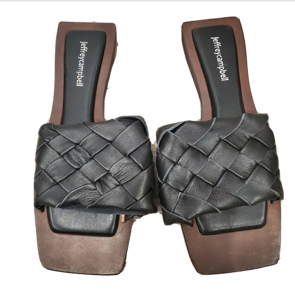 NEW Jeffrey Campbell Costelo-L Slide Black Sandal - Picture 1 of 6